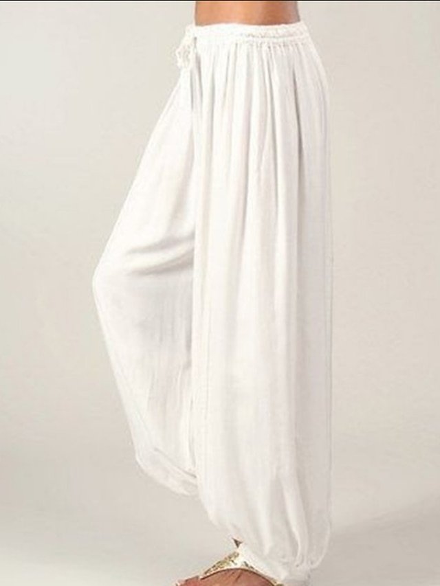 Fashion Wide Leg Plain Mid Waist Full Length Joggers - Image 2