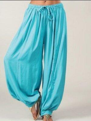 Fashion Wide Leg Plain Mid Waist Full Length Joggers - Image 4