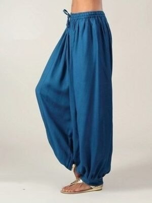 Fashion Wide Leg Plain Mid Waist Full Length Joggers - Image 5