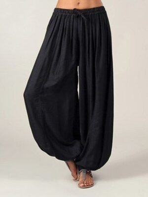 Fashion Wide Leg Plain Mid Waist Full Length Joggers - Image 6