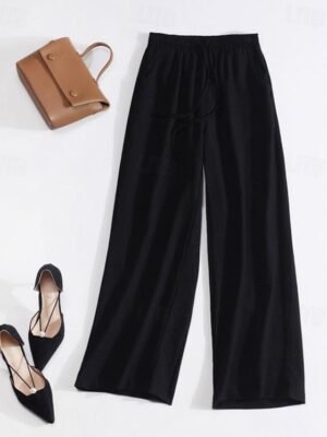 Fashion Wide Leg Shamrock Drawstring Full Length Trousers - Image 1