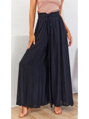 Fashion Wide Leg Shamrock Drawstring Full Length Trousers - Image 8