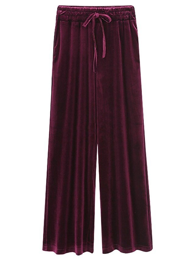 Fashion Wide Leg Velvet Full Length Trousers - Image 2