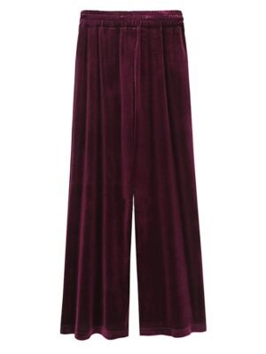Fashion Wide Leg Velvet Full Length Trousers - Image 3
