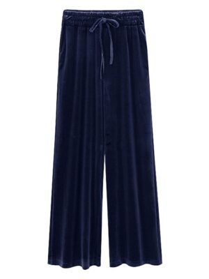 Fashion Wide Leg Velvet Full Length Trousers - Image 4