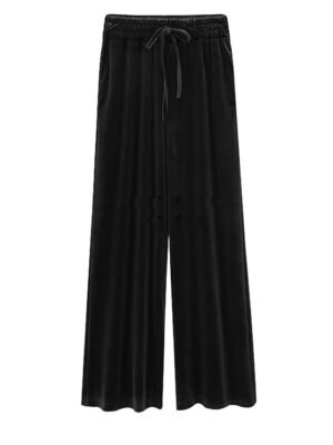 Fashion Wide Leg Velvet Full Length Trousers - Image 5