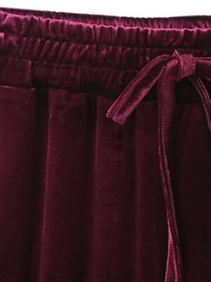 Fashion Wide Leg Velvet Full Length Trousers - Image 7