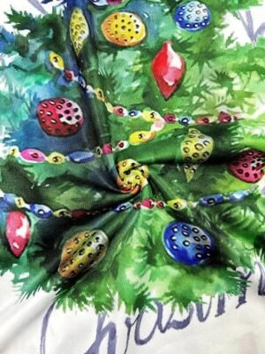 Festive Casual Stretchy Christmas Tree Print Crew Neck 3/4 Sleeve Tunic - Image 9