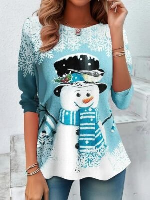 Festive Comfort Fit Christmas Tree Round Neck Long Sleeve Top - Image 4