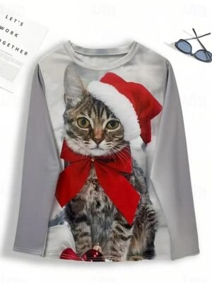 Festive Comfort Fit Christmas Tree Round Neck Long Sleeve Top - Image 9