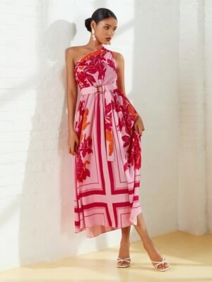 Floral Maxi Dress One Shoulder Sleeveless Summer - Image 4