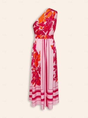 Floral Maxi Dress One Shoulder Sleeveless Summer - Image 8