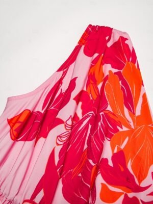 Floral Maxi Dress One Shoulder Sleeveless Summer - Image 9