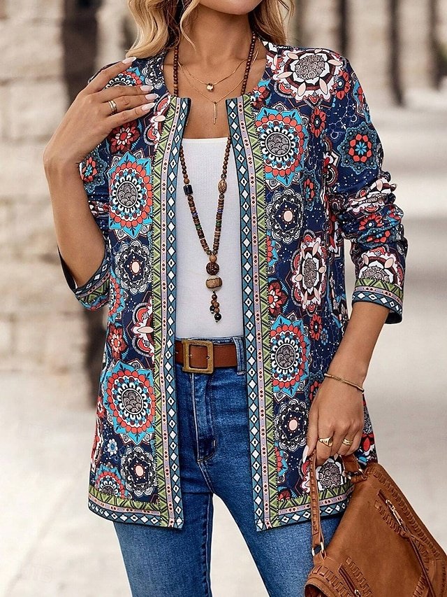 Floral Regular Fit OL Style Long Sleeve Blazer - Image 1