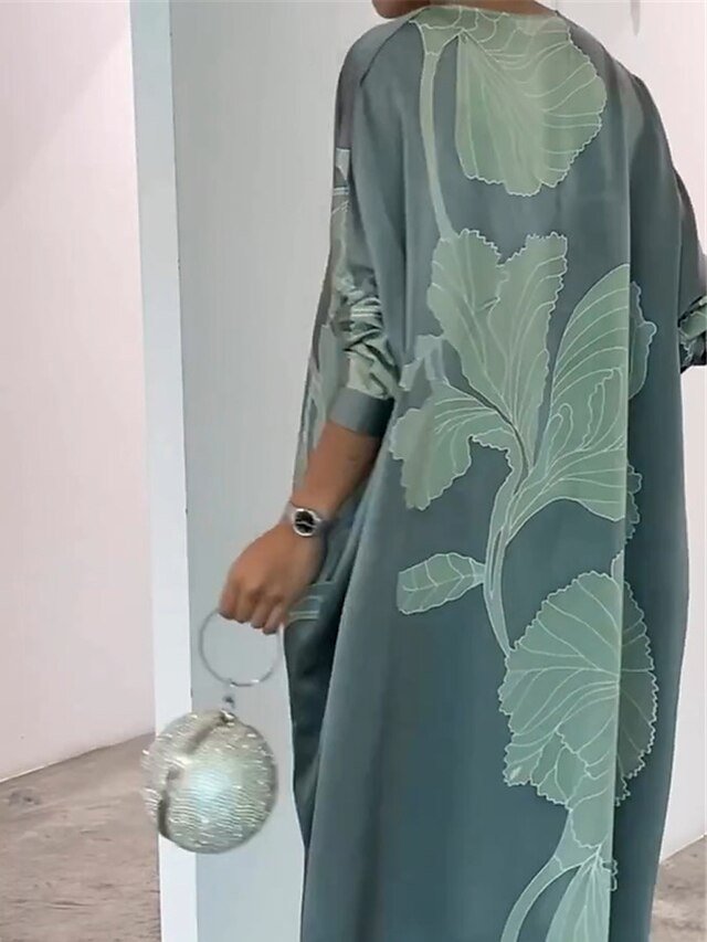 Formal Fitted Floral V Neck Long Sleeve Midi Dress - Image 2