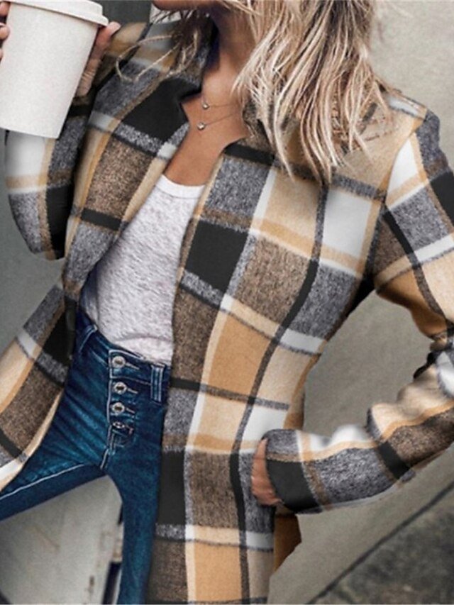 Formal Regular Fit Plaid Long Sleeve Blazer - Image 2