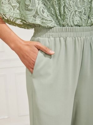 Formal Regular Fit Plain High Waist Full Length Wide Leg Chinos - Image 5