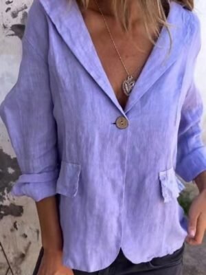 Formal Regular Fit Plain Turndown Long Sleeve Blazer - Image 3