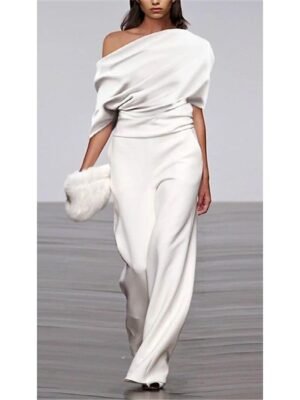 Formal Regular Fit Solid Color Half Sleeve Raglan Jumpsuit - Image 3