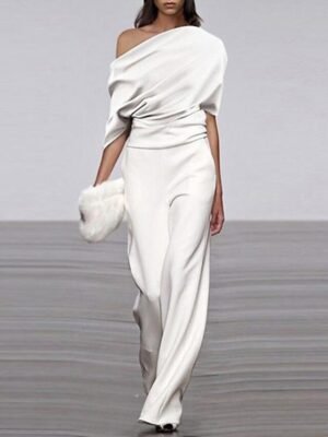 Formal Regular Fit Solid Color Half Sleeve Raglan Jumpsuit - Image 4