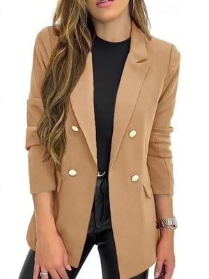 Formal Regular Fit Solid Colour Button Long Sleeve Warm Outerwear - Image 3