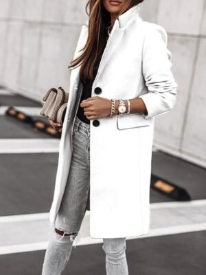 Formal Stylish Long Sleeve Stand Collar Trench Coat - Image 4