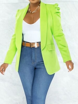 Formal Tailored Solid Notched Long Sleeve Blazer - Image 11