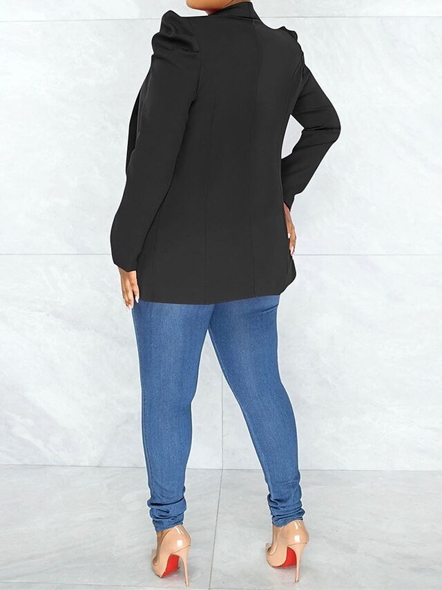 Formal Tailored Solid Notched Long Sleeve Blazer - Image 2