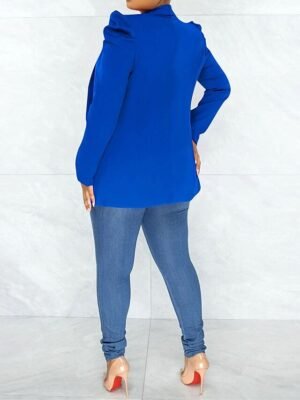 Formal Tailored Solid Notched Long Sleeve Blazer - Image 7