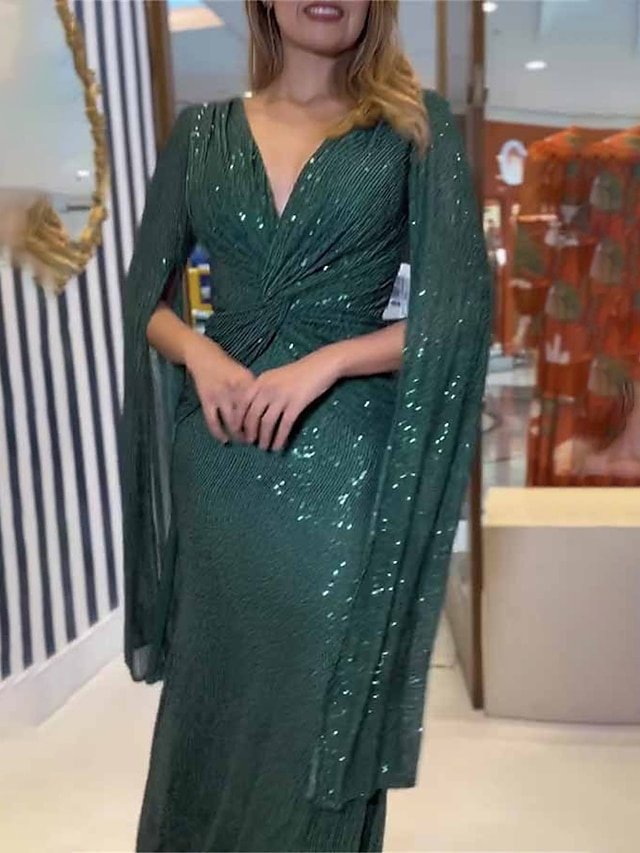 Glamorous Fitted Sequin V Neck Long Sleeve Maxi Dress - Image 7