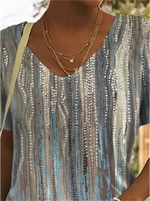 Graphic Regular Print V Neck Short Sleeve T-Shirt - Image 2