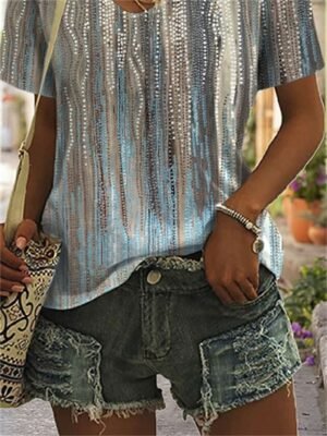 Graphic Regular Print V Neck Short Sleeve T-Shirt - Image 3