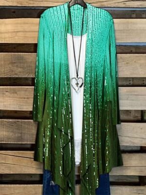 Holiday Plus Size Floral Tie Dye Open Front Long Sleeve Jacket - Image 5