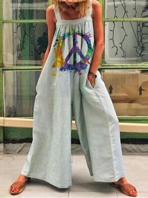 Holiday Regular Fit Floral Square Neck Sleeveless Wide Leg Jumpsuit - Image 3