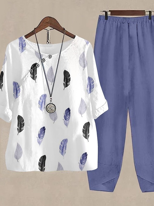 Holiday Regular Fit Graphic Print Round Neck Long Sleeve 2 Piece Set - Image 2