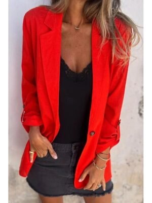 Modern Casual Long Sleeve Shirt Collar Button Pocket Blouse - Image 1