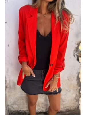 Modern Casual Long Sleeve Shirt Collar Button Pocket Blouse - Image 3