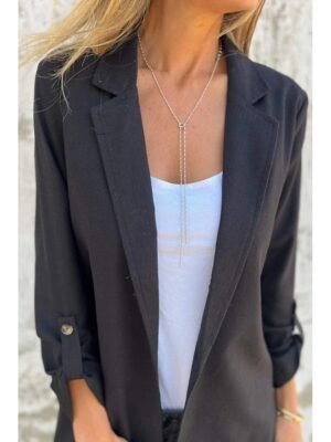 Modern Casual Long Sleeve Shirt Collar Button Pocket Blouse - Image 5