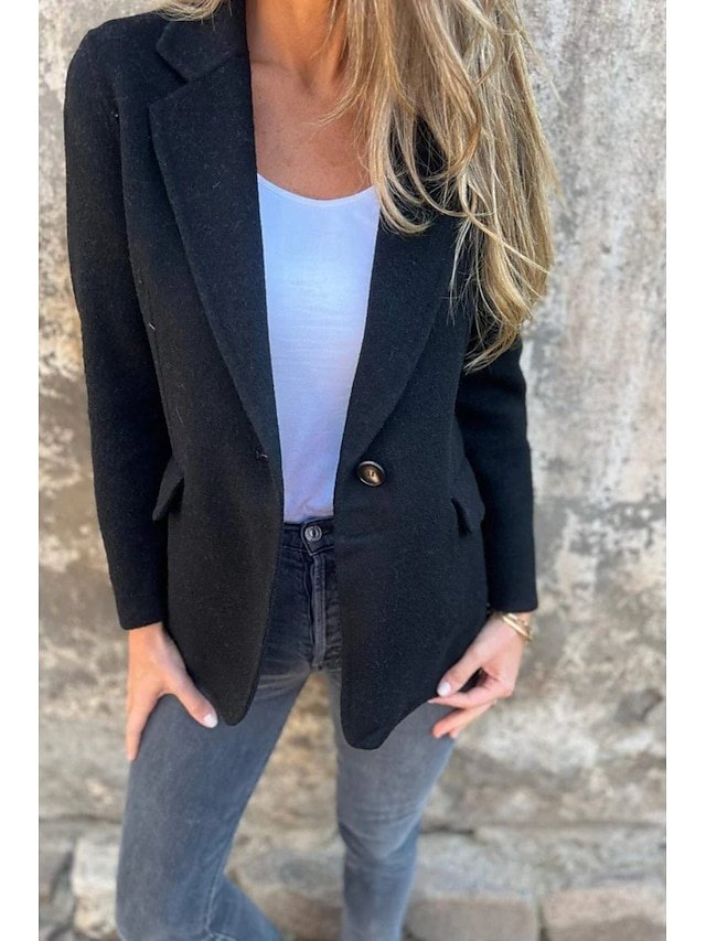 Modern Casual Plain Shirt Collar Long Sleeve Regular Blouse - Image 1