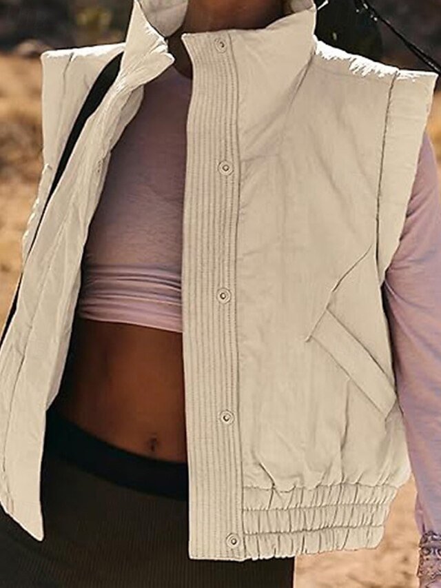 Modern Casual Plain Turtleneck Sleeveless Regular Blouse - Image 1