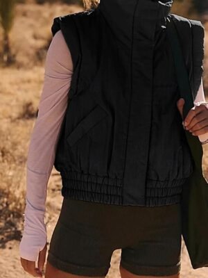 Modern Casual Plain Turtleneck Sleeveless Regular Blouse - Image 3