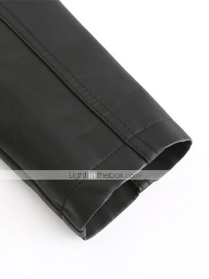 Modern Long Sleeve Faux Leather Moto Biker Jacket - Image 17