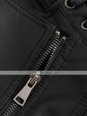 Modern Long Sleeve Faux Leather Moto Biker Jacket - Image 23