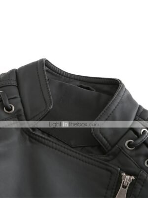 Modern Long Sleeve Faux Leather Moto Biker Jacket - Image 24