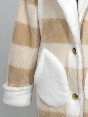 Modern Loose Plaid Turndown Long Sleeve Long Coat - Image 6