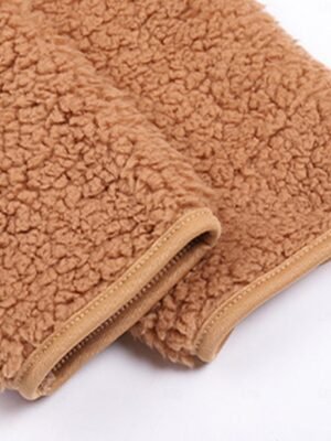 Modern Loose Plain Stand Collar Long Sleeve Short Fleece Jacket - Image 4