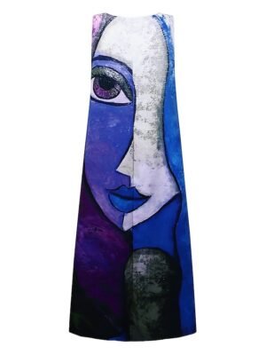 Modern Regular Fit Colour Block Crew Neck Sleeveless Maxi Dress - Image 8