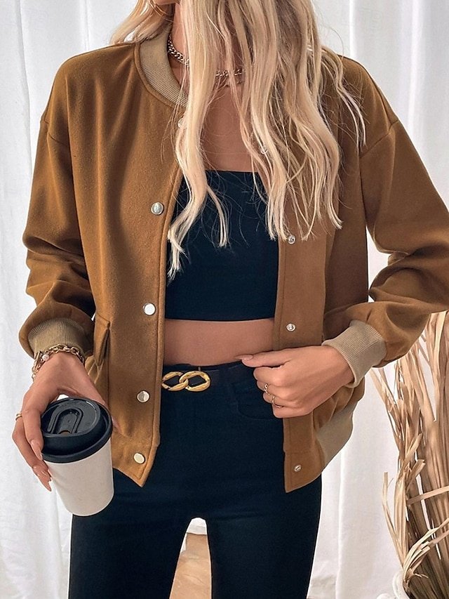 Modern Regular Fit Colour Block Stand Collar Long Sleeve Jacket - Image 1