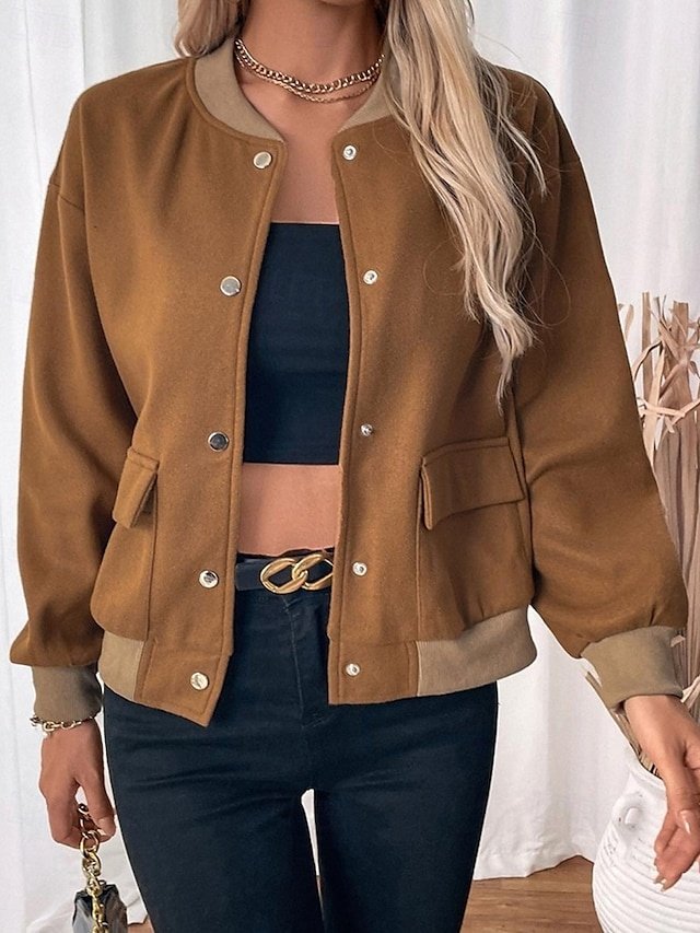 Modern Regular Fit Colour Block Stand Collar Long Sleeve Jacket - Image 2