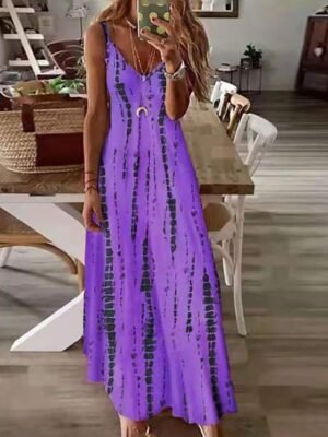 Modern Regular Fit Floral Spaghetti Strap Sleeveless Maxi Dress - Image 4